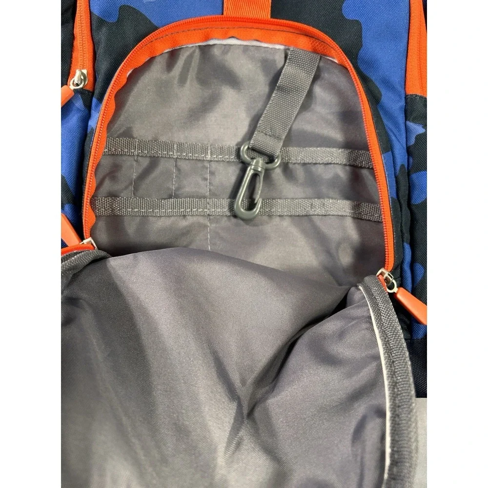 PB Teen Pottery Barn Blue Camo Backpack Vibrant Orange Trim